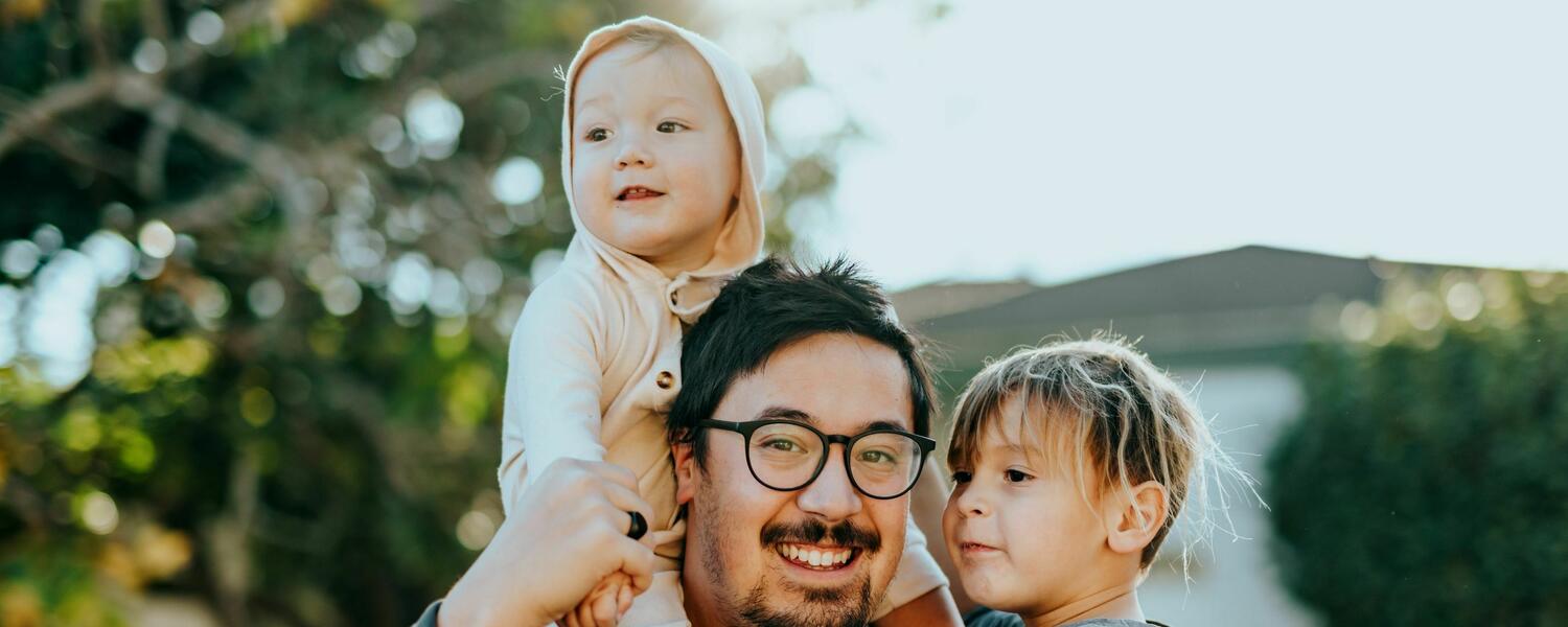 stock photo of dad with kids