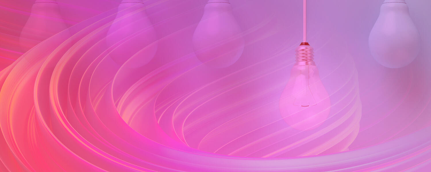 UCalgary graphic, lightbulbs on pink background