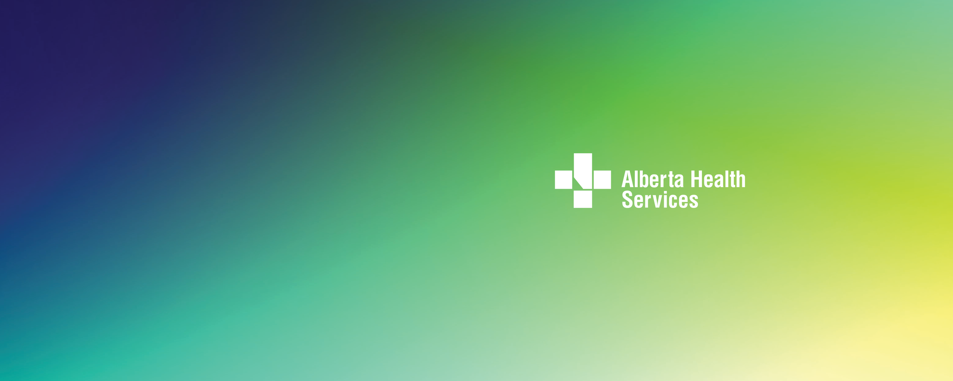Alberta Health Services logo on a gradient background