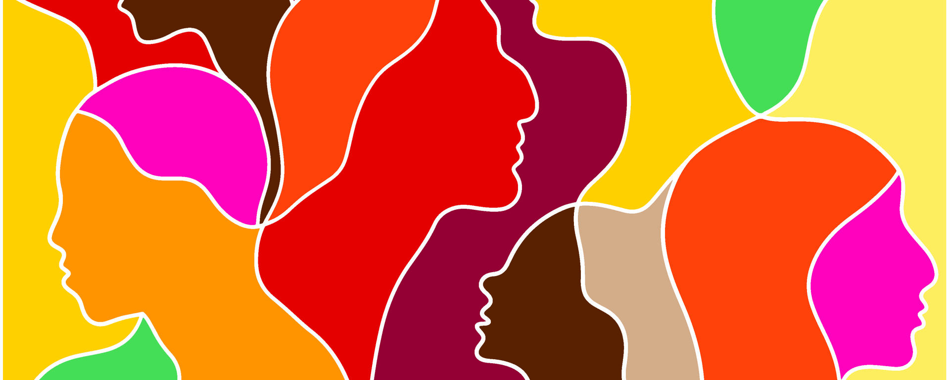 illustrated group of people in all different colours and shapes