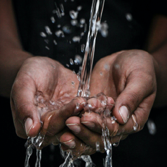Hands and water