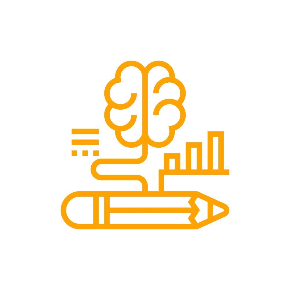 icon with brain and pencil