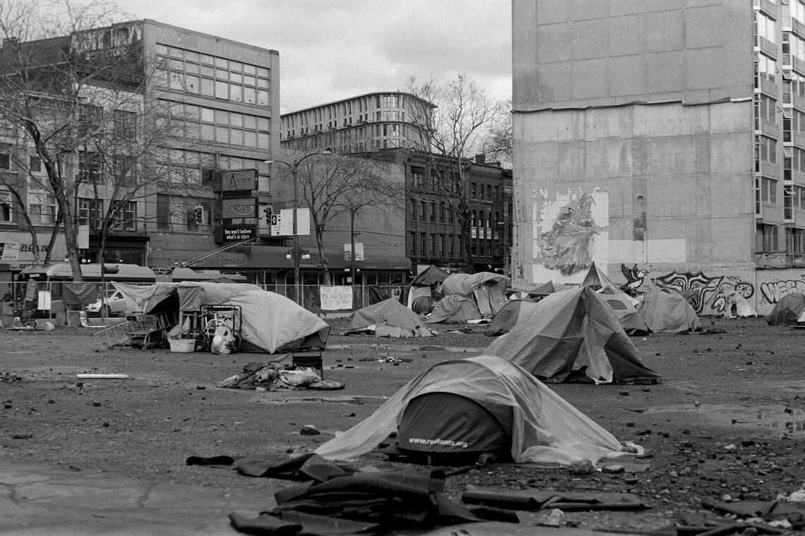 Homeless encampment in Vancouver 