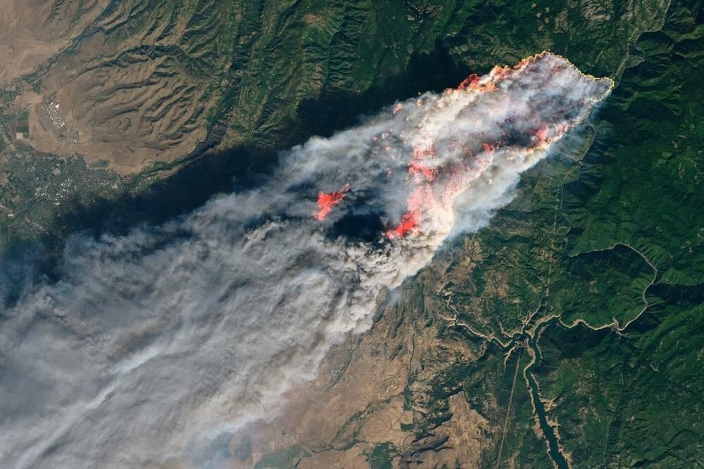 Aerial view of wildfire