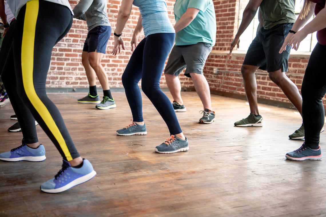 People dancing in a Zumba class 