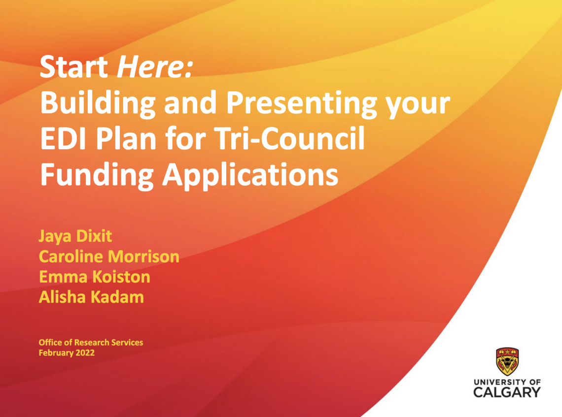 EDI plans for funding applications presentation landing page