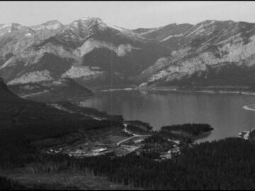 Aerial view of the Kananaskis Barrier Lake FIeld Station (1970)