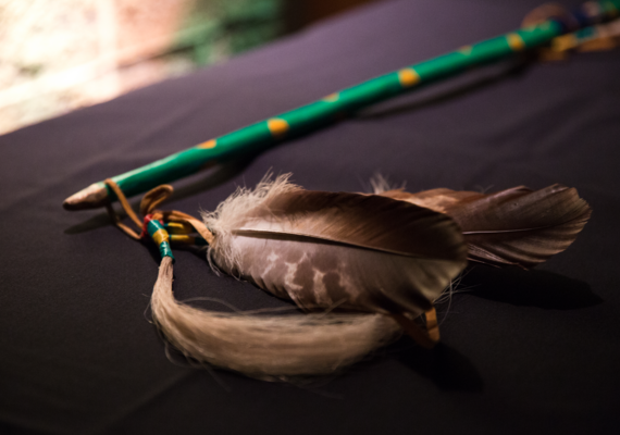 Feathers on table