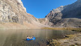 Heading out to collect the first water sample at Sentinel Lake