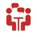 People talking across a table