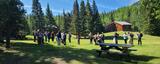 Participants at BioBlitz 2025 explore the area around the Barrier Lake Field Station