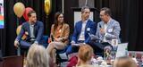potrait of Craig Doram, Dion Kelly, Gabriel Fabreau, SPARK Alberta alumni, with Scott Kraft, who brought SPARK to Alberta.