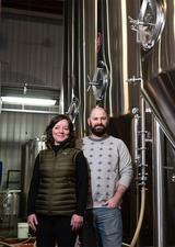 Project members in the brewery