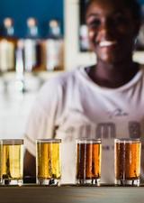 Flight of beer on a bar