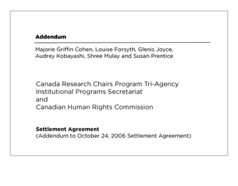 2019 Addendum to the 2006 Settlement Agreement